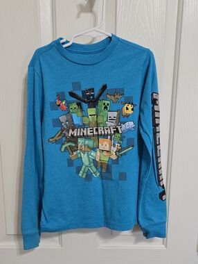 Mojang blue long sleeve minecraft shirt